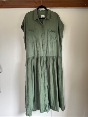 Universal Thread Linen Blend Midi Dress with Pockets Size XL